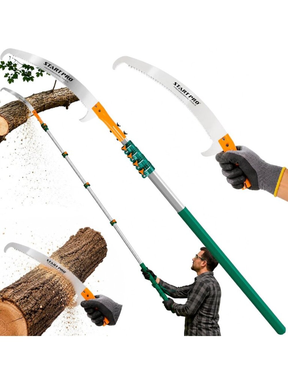 Telescopic 18ft Tree Pruning Saw - Lightweight Extendable Pole with Sharp Blade